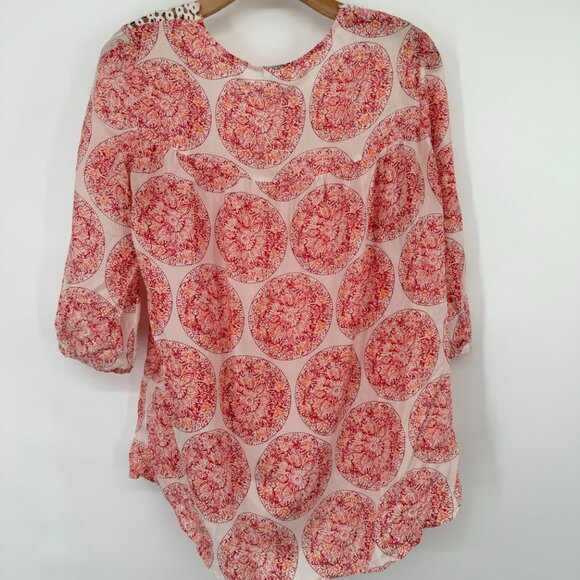 Calypso St. Barth For Target 100% Silk Pink pattern  Blouse  tunic size Medium - Picture 5 of 10